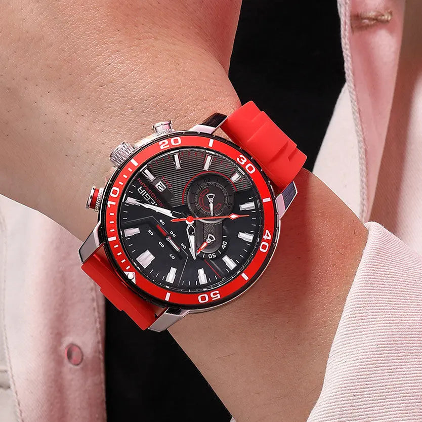 MEGIR Luxury Military Watches for Men Fashion Sport Quartz Wristwatch Waterproof Silicone Band Male Clock Chronograph with Date-2