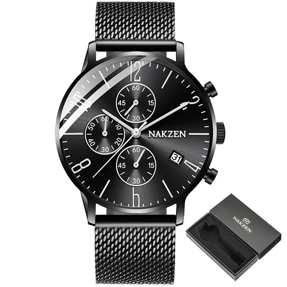 Luxury Quartz Watches Men Brand NAKZEN Men's Business Sport Watch Waterproof Chronograph Wristwatches Relogio Masculino-1