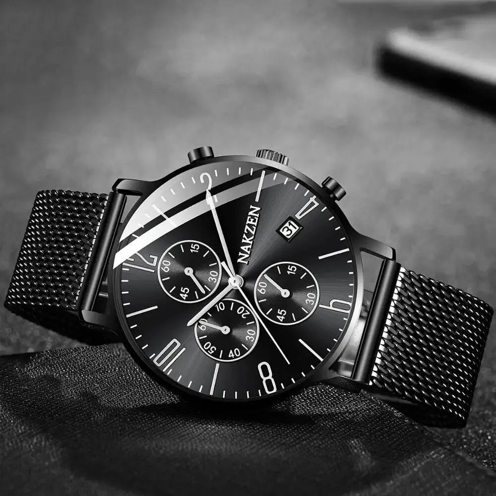 Luxury Quartz Watches Men Brand NAKZEN Men's Business Sport Watch Waterproof Chronograph Wristwatches Relogio Masculino-2