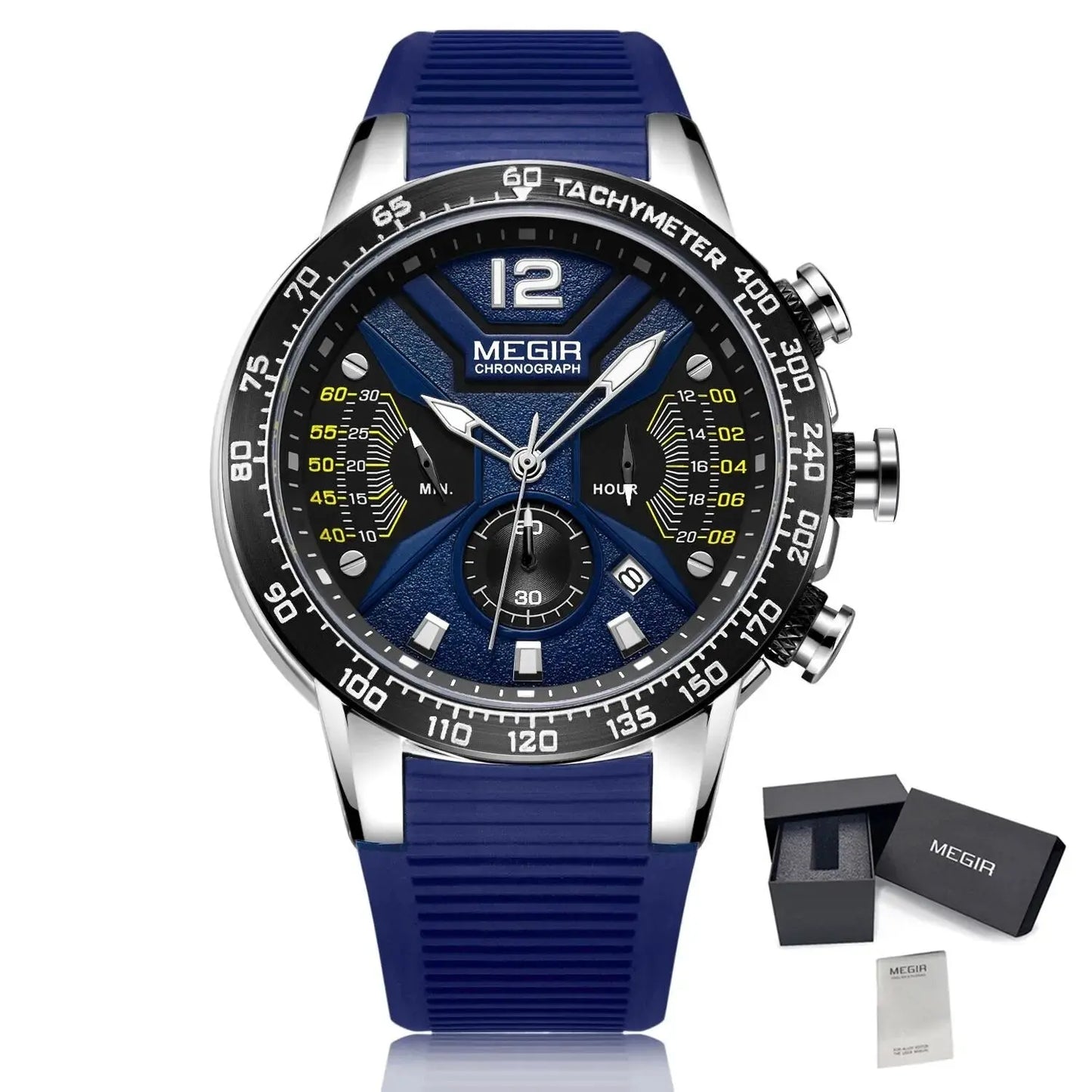 MEGIR Men Watch Top Brand Luxury Sport Chronograph Fashion Casual Mens Quartz Watches Silicone Wristwatches Reloj Hombre 2106-11