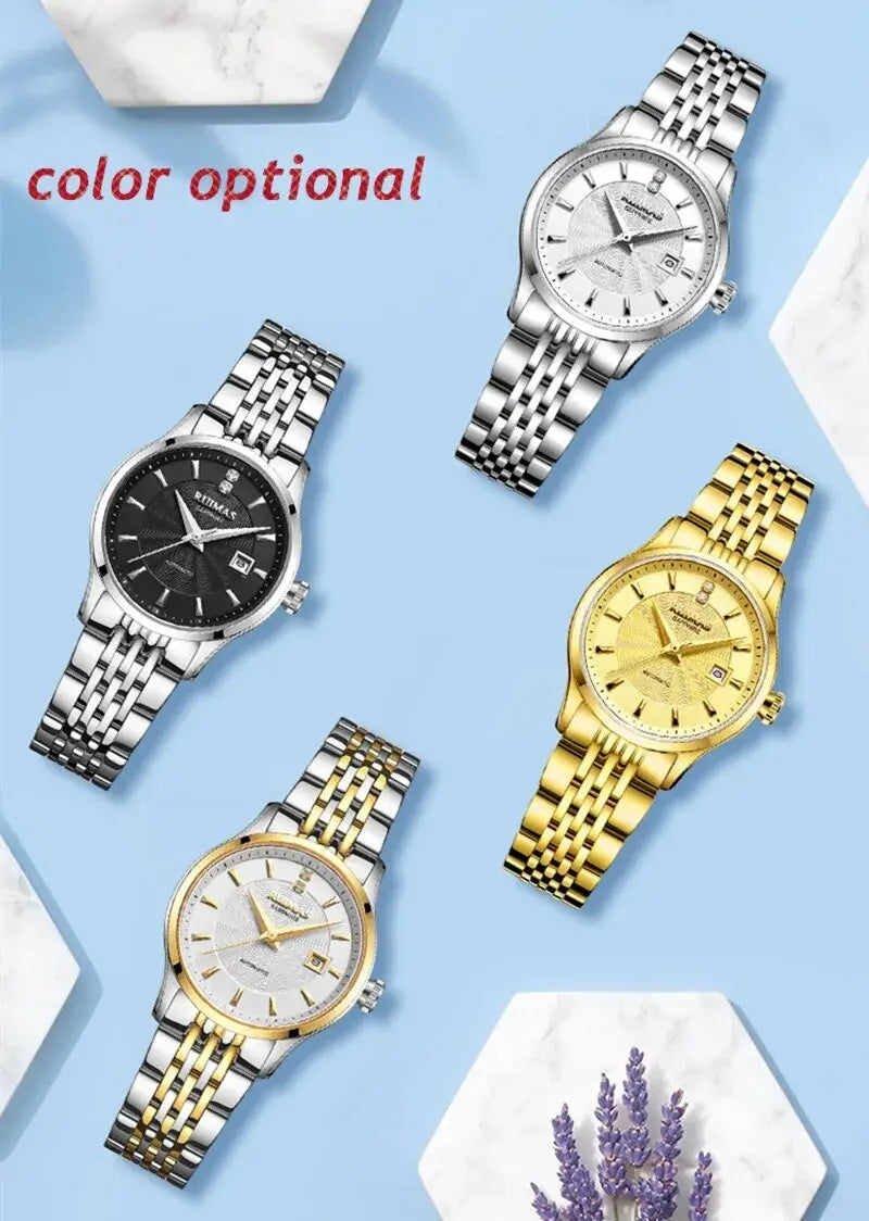 RUIMAS Brand Luxury Women Automatic Mechanical Watches Fashion Ladies Business Casual Wristwatch Sapphire Clock Reloj Mujer 6755-3