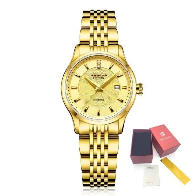 RUIMAS Brand Luxury Women Automatic Mechanical Watches Fashion Ladies Business Casual Wristwatch Sapphire Clock Reloj Mujer 6755-6