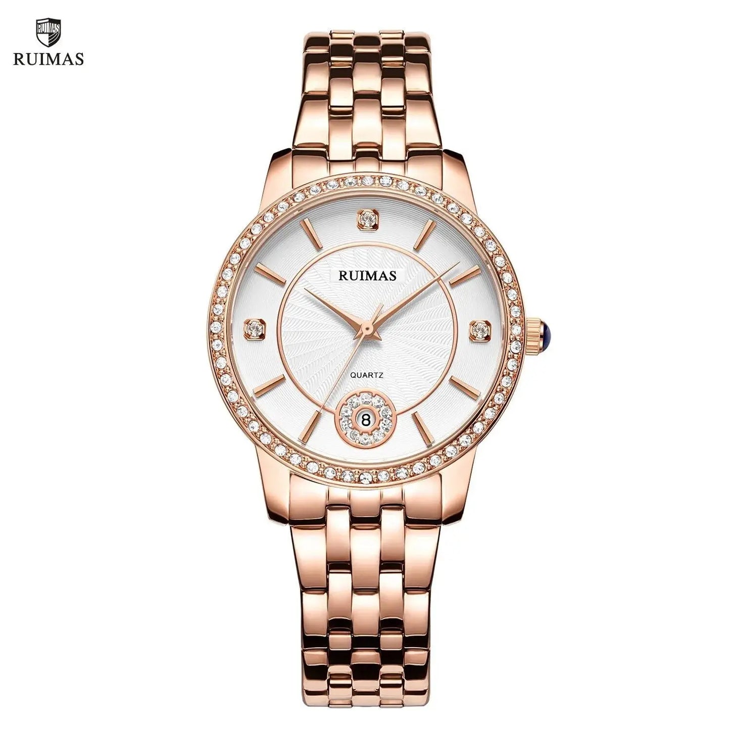 RUIMAS Luxury Women's Wrist Watch Top Brand Fashion Diamond Ladies Quartz Watches Stainless Steel Female Clock Reloj Mujer 556-2