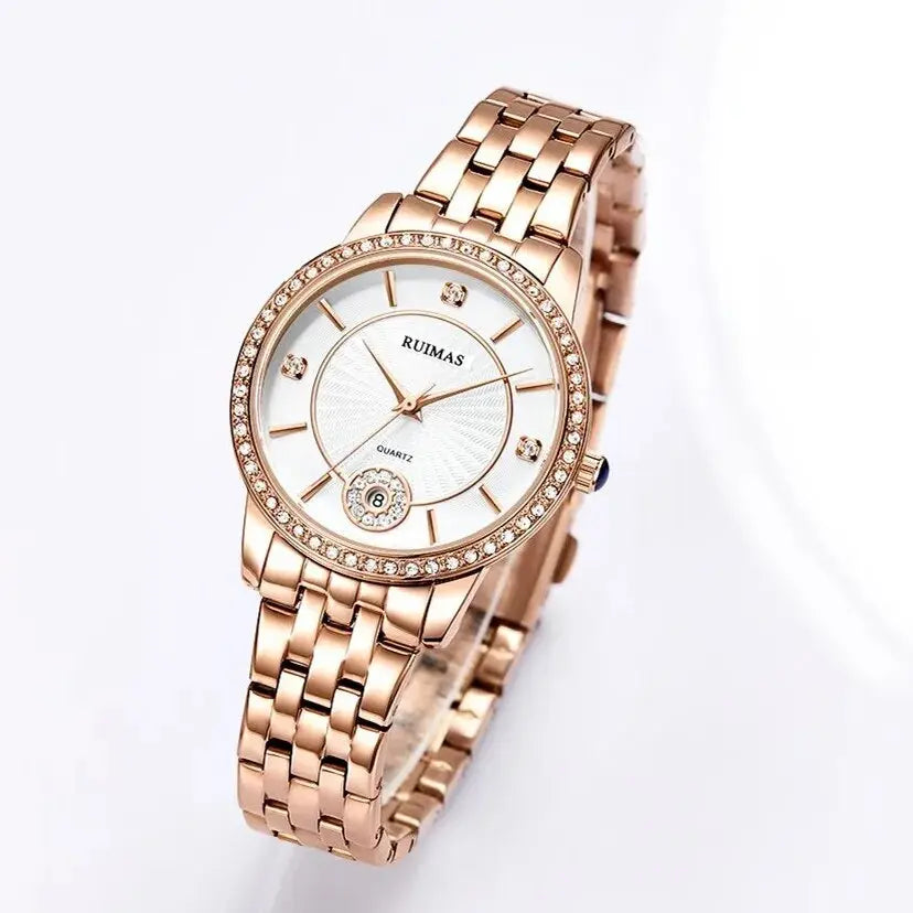 RUIMAS Luxury Women's Wrist Watch Top Brand Fashion Diamond Ladies Quartz Watches Stainless Steel Female Clock Reloj Mujer 556-5