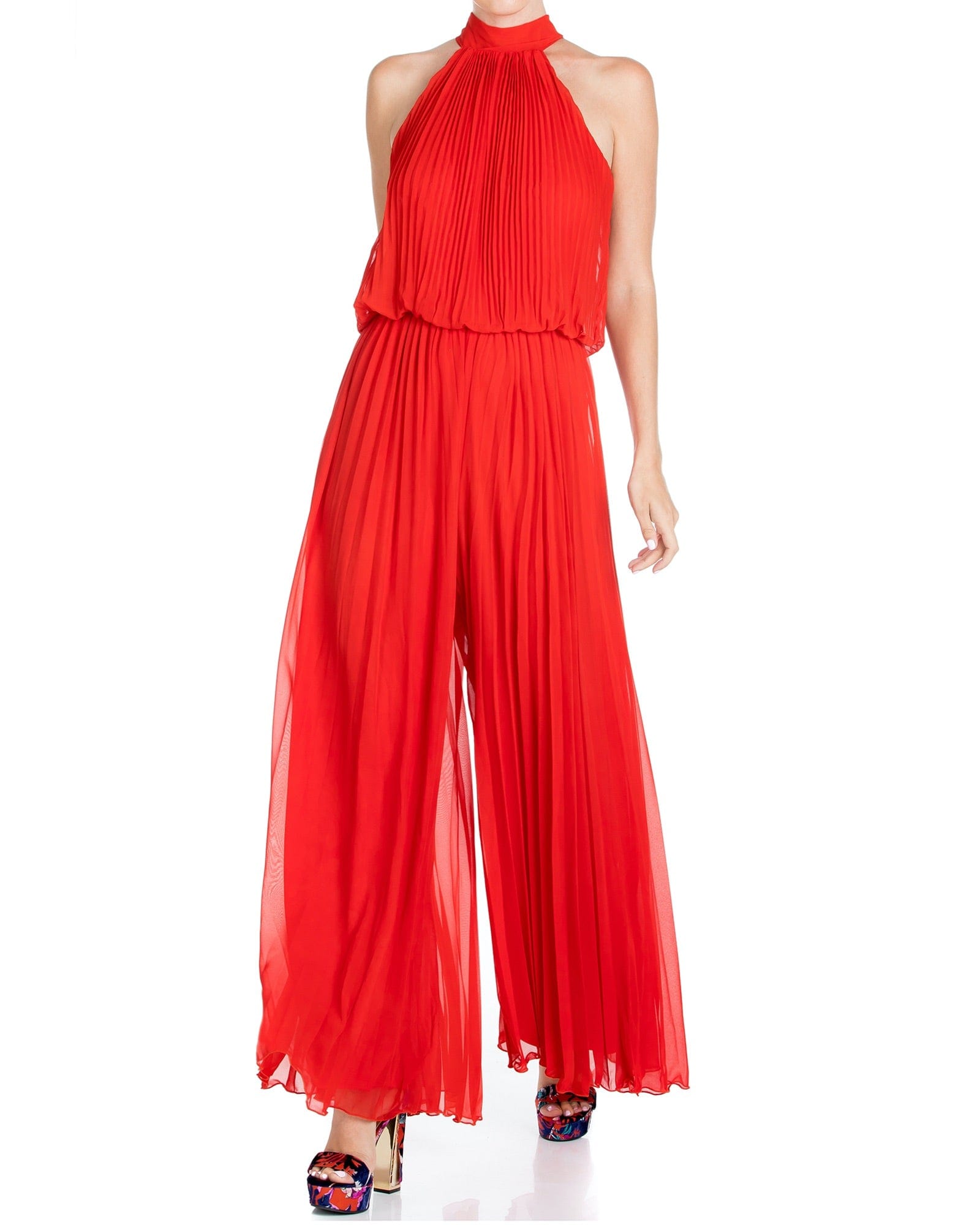 Wild Orchid Pleat Jumpsuit - Tomato by Meghan Fabulous-0