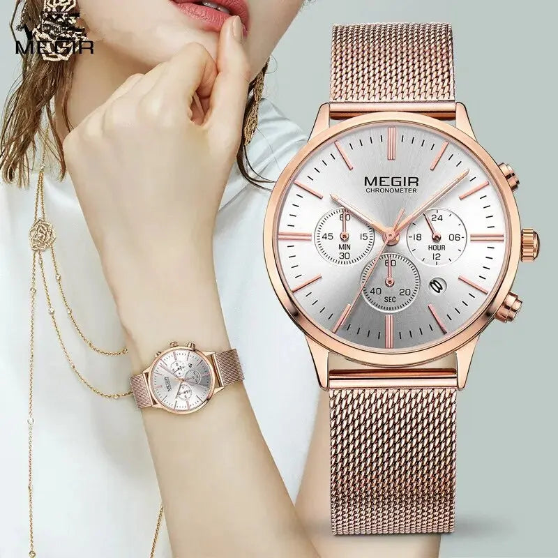 MEGIR Brand Luxury Women Watches Fashion Quartz Ladies Watch Sport Relogio Feminino Wristwatch Waterproof Dress Clock 2011-0