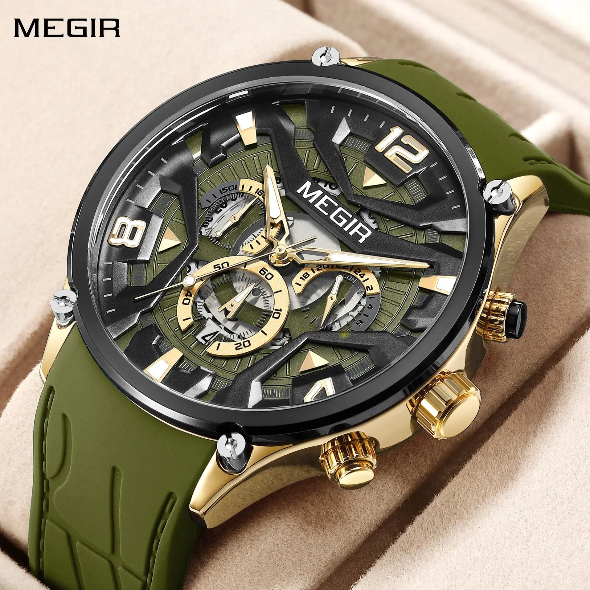 MEGIR Chronograph Men Watch Brand Luxury Military Watches Silicone Luminous Waterproof Date Man Wristwatch Sport Reloj Hombre-0