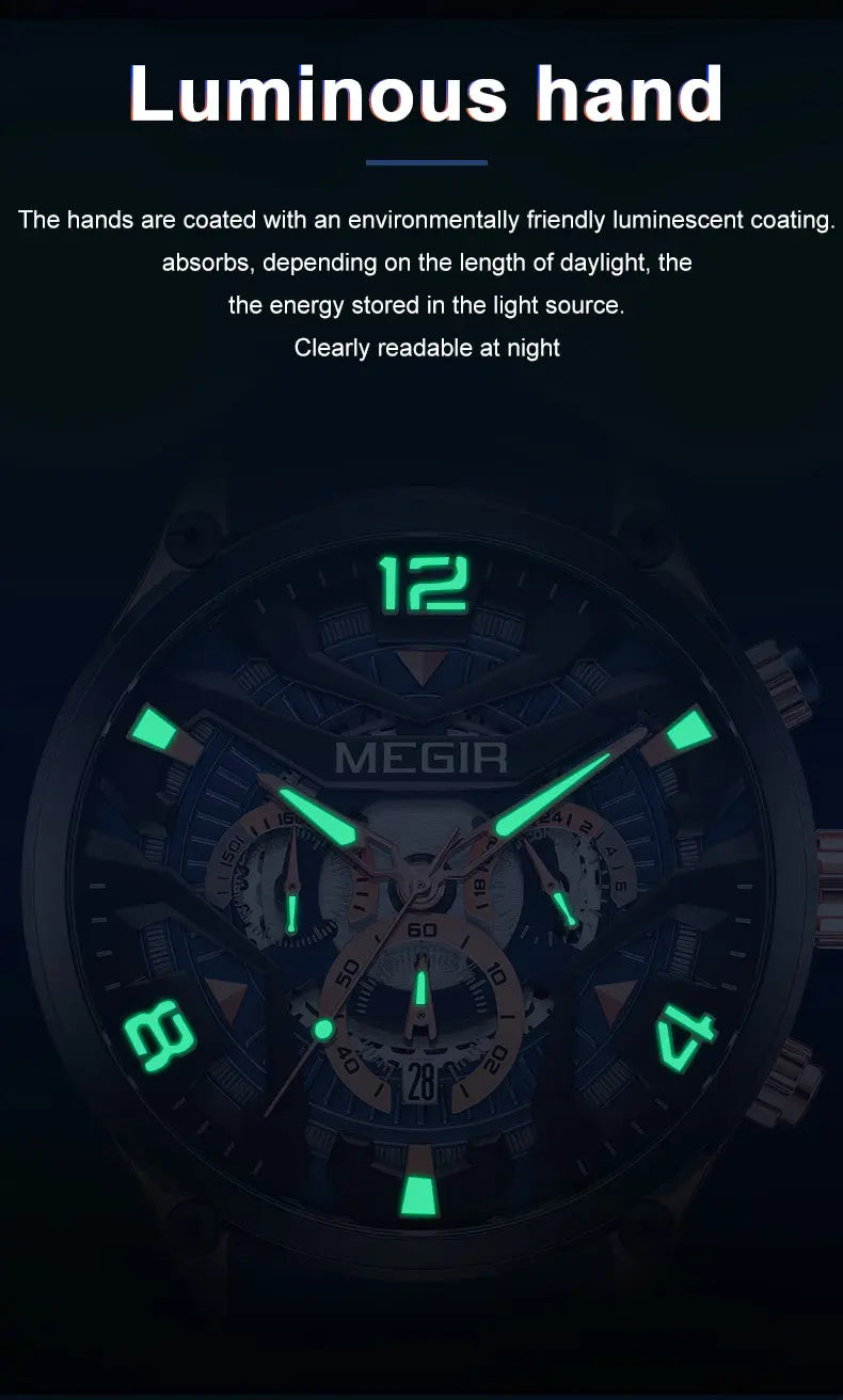 MEGIR Chronograph Men Watch Brand Luxury Military Watches Silicone Luminous Waterproof Date Man Wristwatch Sport Reloj Hombre-9