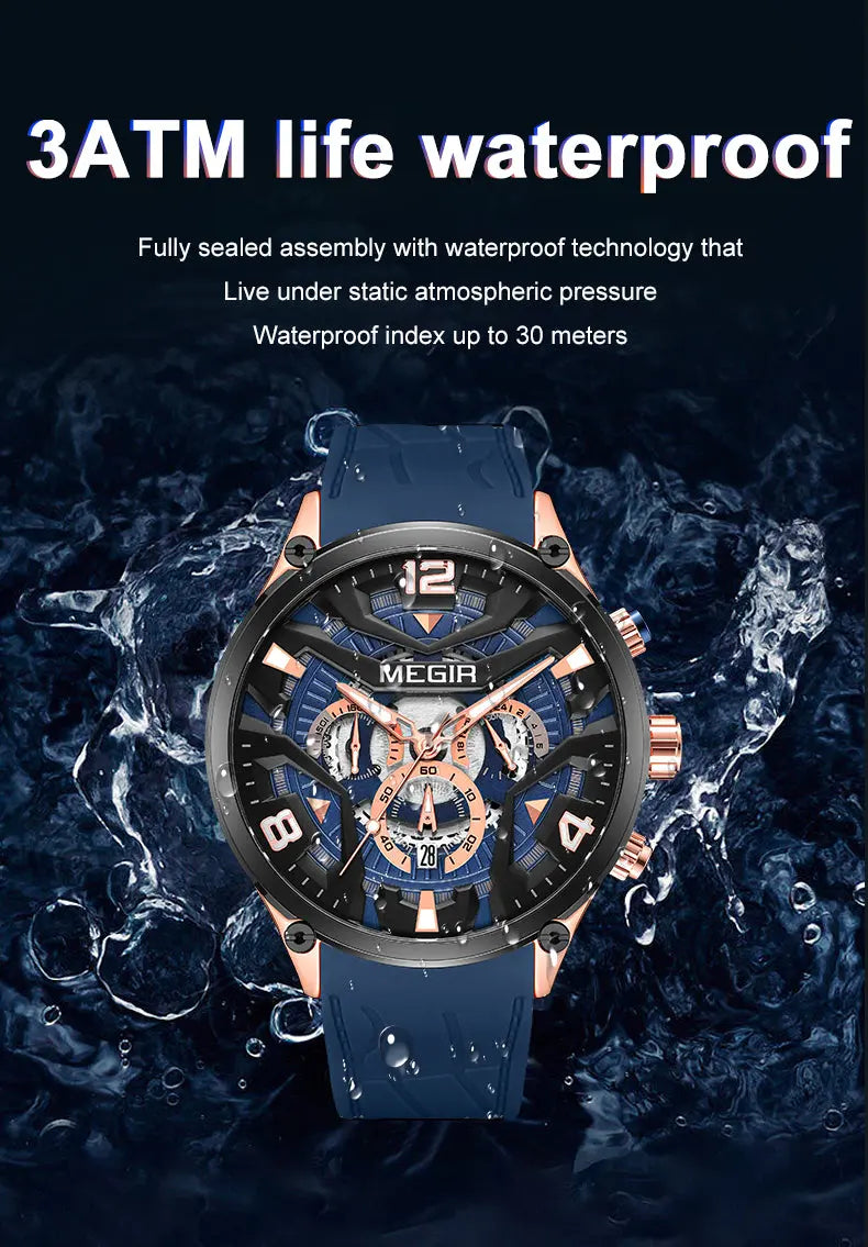 MEGIR Chronograph Men Watch Brand Luxury Military Watches Silicone Luminous Waterproof Date Man Wristwatch Sport Reloj Hombre-11