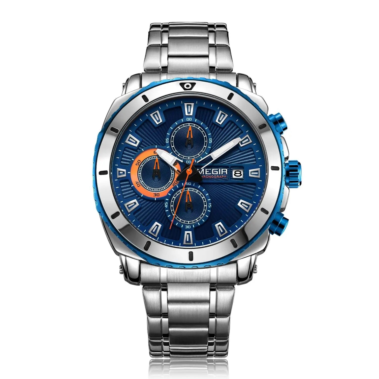 MEGIR Chronograph Quartz Men Watch Luxury Brand Stainless Steel Business Wrist Watches Male Clock Hour Time Relogio Masculino-5