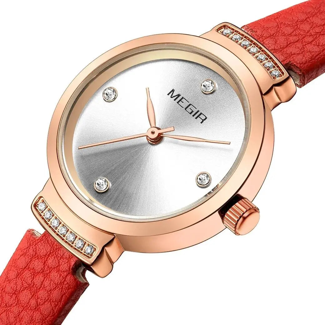 MEGIR Classics Leather Strap Quartz Watch Women Fashion Diamond Ladies Clock Waterproof Casual Dress Wristwatch Montre Femme-1