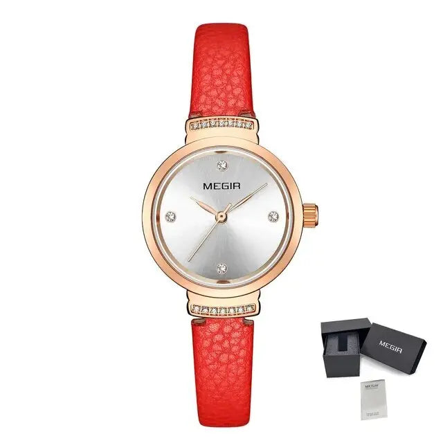 MEGIR Classics Leather Strap Quartz Watch Women Fashion Diamond Ladies Clock Waterproof Casual Dress Wristwatch Montre Femme-7