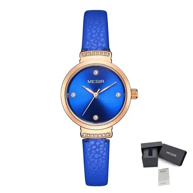 MEGIR Classics Leather Strap Quartz Watch Women Fashion Diamond Ladies Clock Waterproof Casual Dress Wristwatch Montre Femme-8