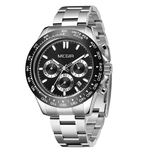 MEGIR Fashion Men Business Watches Stainless Steel Quartz Watch Top Brand Luxury Casual Wristwatch Waterproof Clock Reloj Hombre - Memoriex 