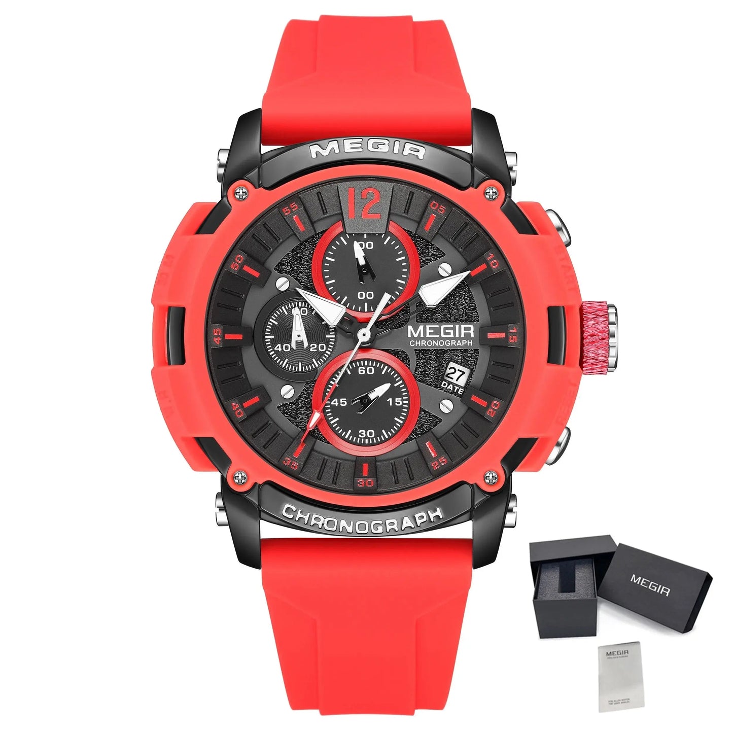 MEGIR Fashion Military Watch for Men Top Luxury Sport Quartz Chronograph Waterproof Male Clock Wristwatch Silicone Reloj Hombre-11