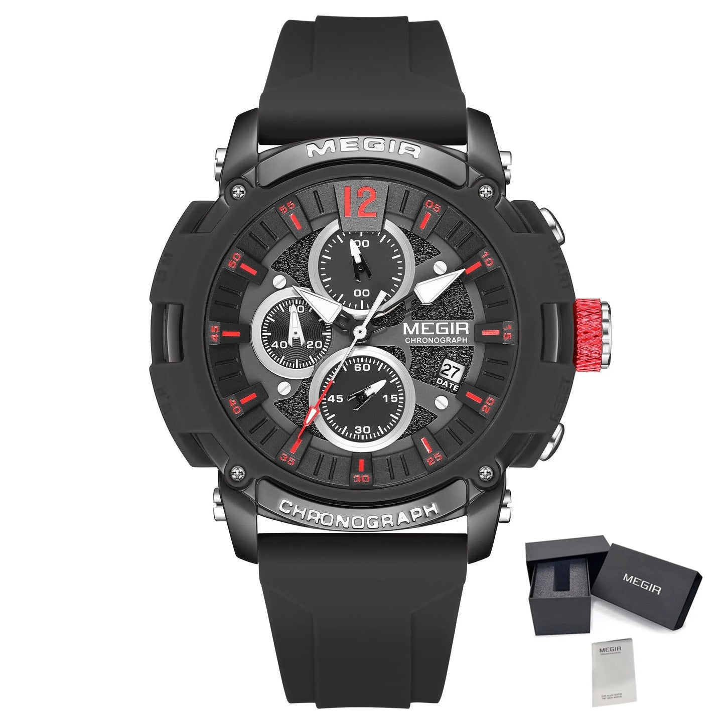 MEGIR Fashion Military Watch for Men Top Luxury Sport Quartz Chronograph Waterproof Male Clock Wristwatch Silicone Reloj Hombre-14