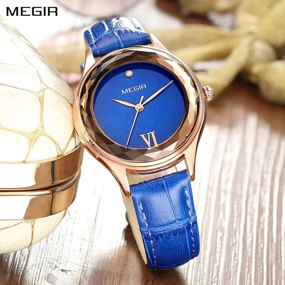 MEGIR Fashion Watch for Women Luxury Leather Casual Simple Quartz Wristwatch Waterproof Ladies Dress Clock Relogio Feminino-0