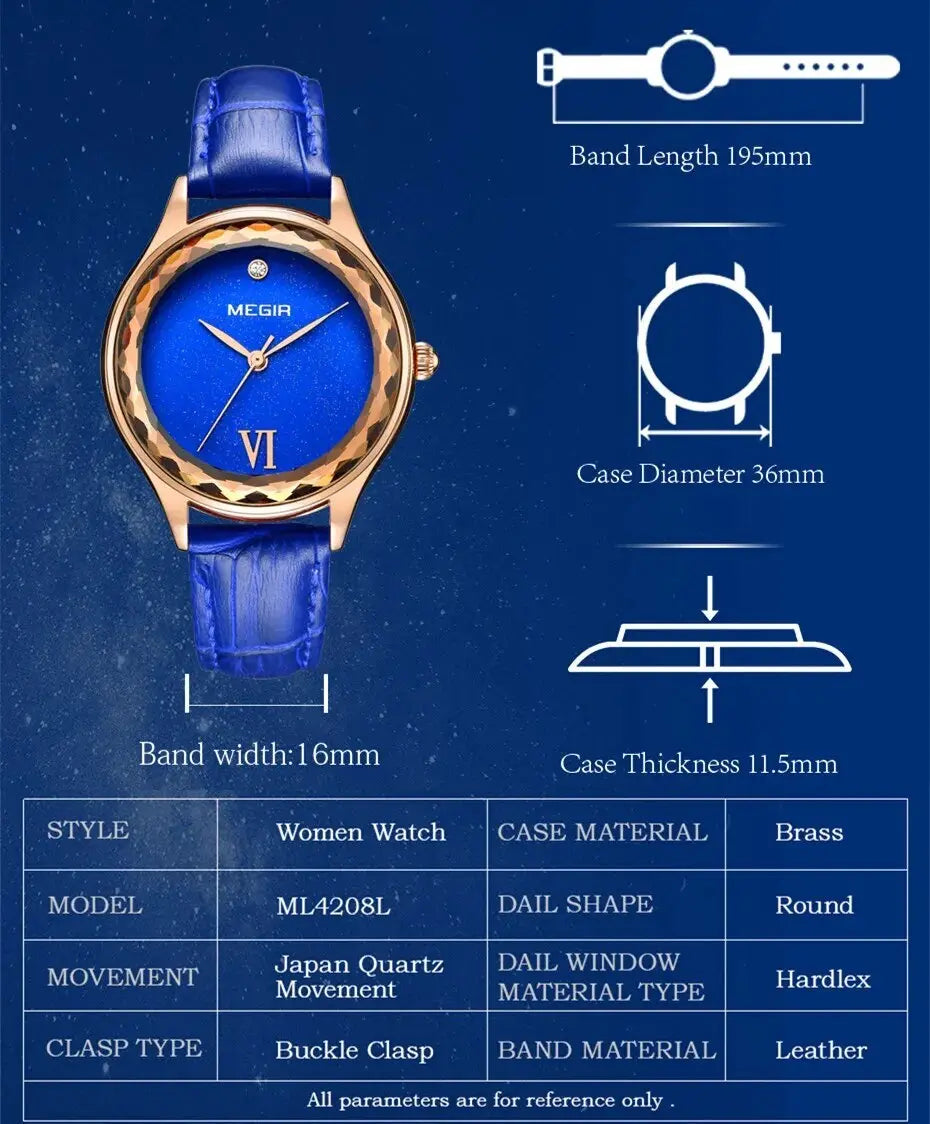 MEGIR Fashion Watch for Women Luxury Leather Casual Simple Quartz Wristwatch Waterproof Ladies Dress Clock Relogio Feminino-4