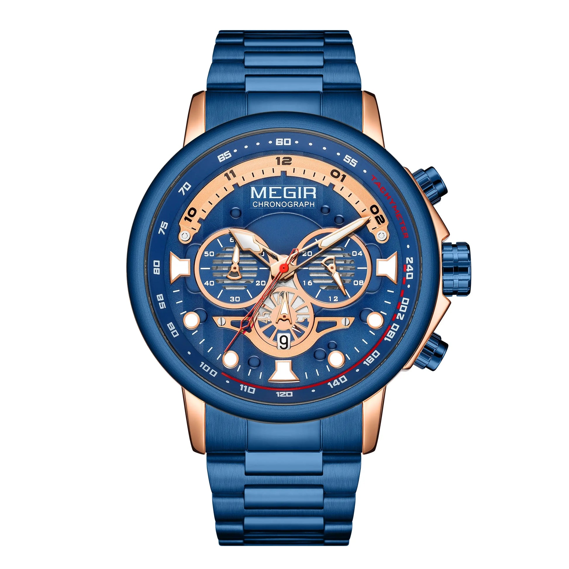 MEGIR Luxury Men Watches Stainless Steel Quartz Wristwatches Fashion Men Business Watch Clock Male Chronograph Relogio Masculino-6