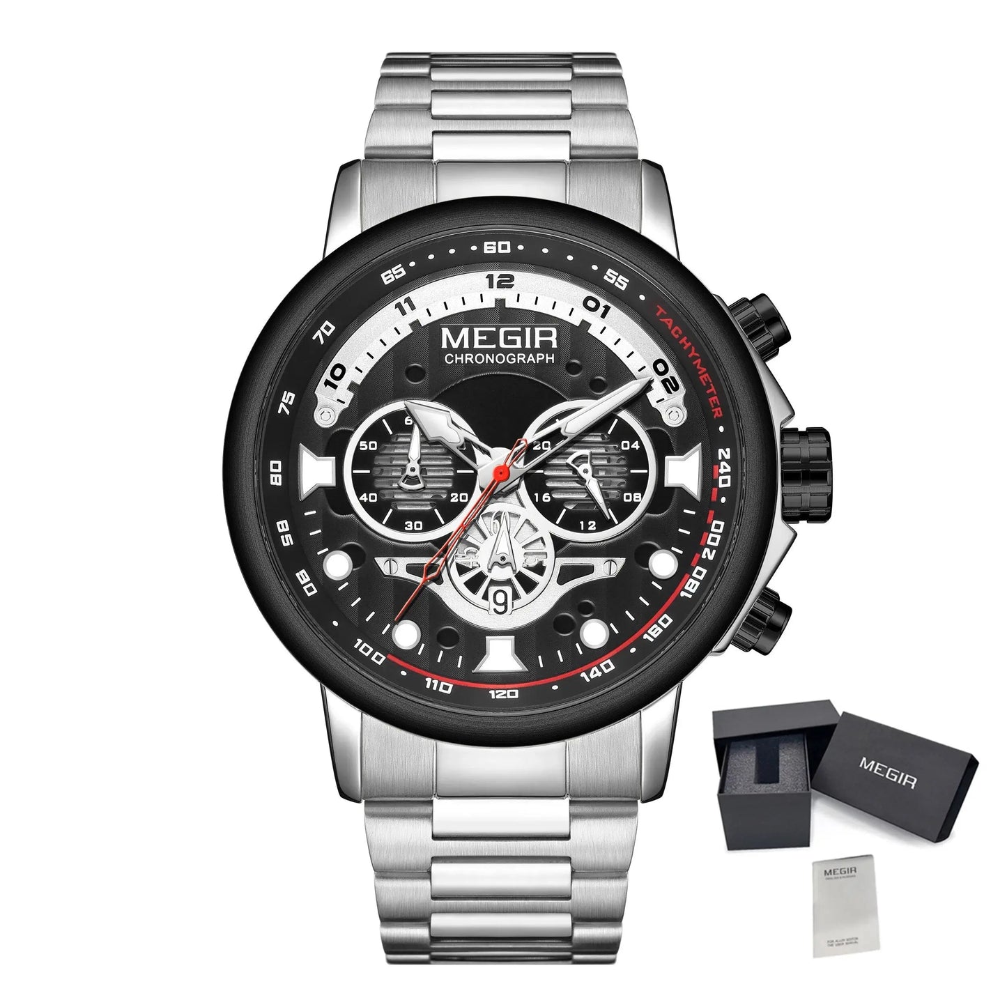 MEGIR Luxury Men Watches Stainless Steel Quartz Wristwatches Fashion Men Business Watch Clock Male Chronograph Relogio Masculino-16