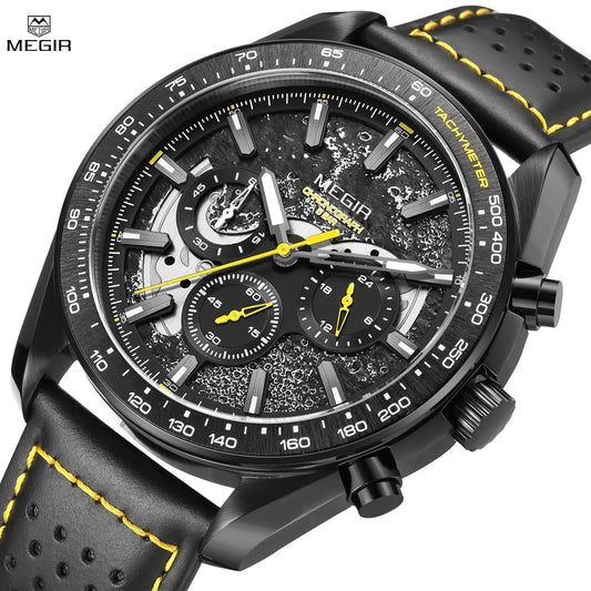 MEGIR Luxury Men's Business Casual Watches Leather Waterproof Quartz Chronograph Male Clock Wristwatch Relogio Masculino-1