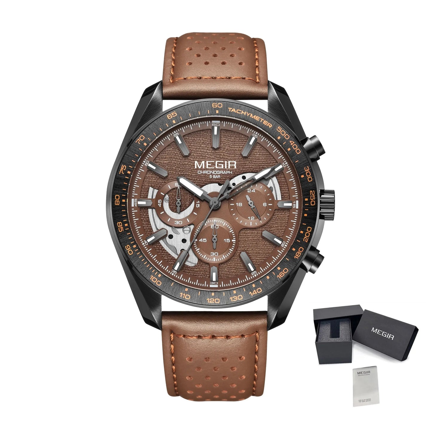 MEGIR Luxury Men's Business Casual Watches Leather Waterproof Quartz Chronograph Male Clock Wristwatch Relogio Masculino-6