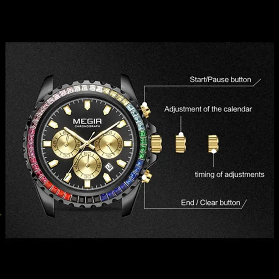 MEGIR Men Watches Brand Luxury Military Wristwatch Waterproof Steel Strap Quartz Chronograph Date Clock Male Relogio Masculino-8