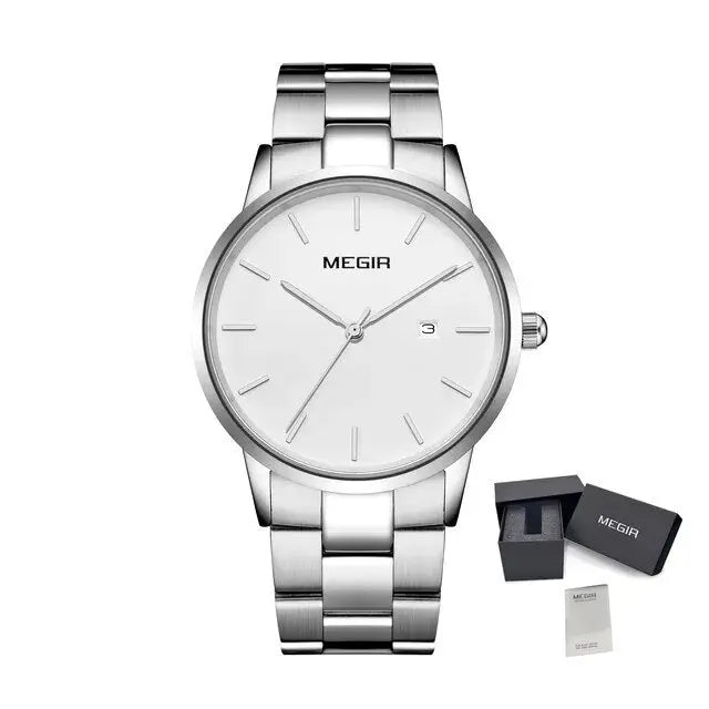 MEGIR Quartz Watch for Men Top Brand Luxury Steel Band Wristwatches Business Casual Date Clock Waterproof Relogio Masculino-12