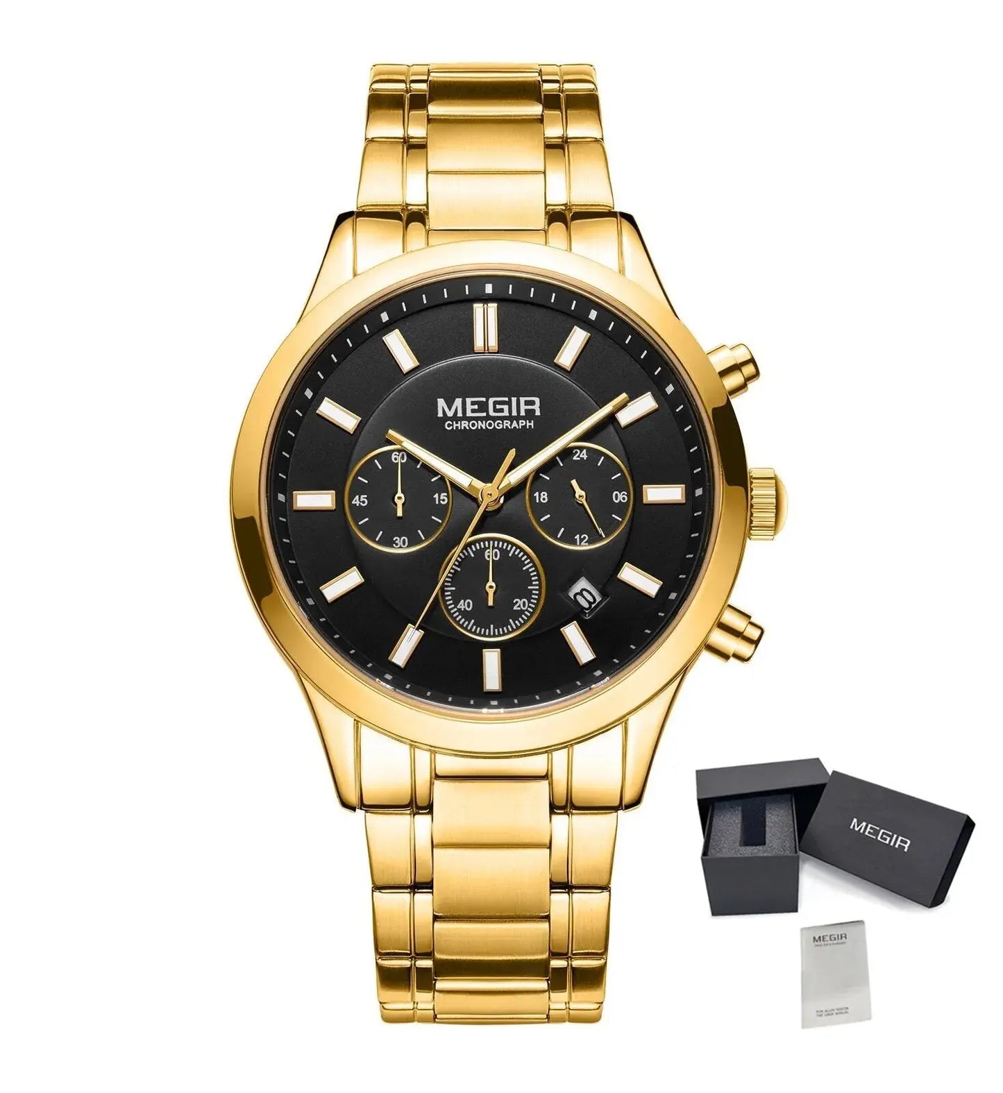 MEGIR Stainless Steel Waterproof Wrist Watches for Men Luminous Chronograph Business Quartz Men's Casual Clock Reloj Hombre-12