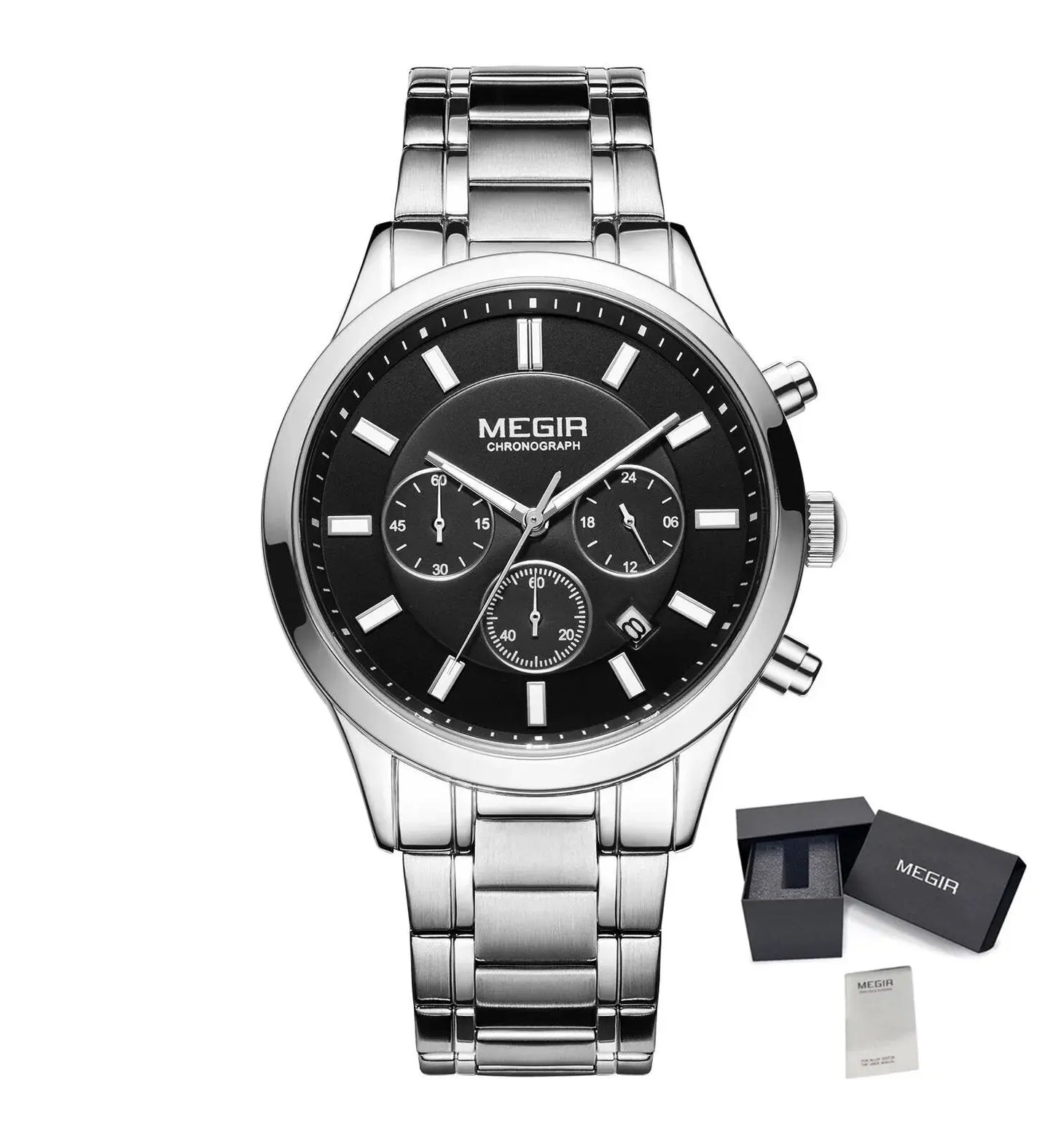 MEGIR Stainless Steel Waterproof Wrist Watches for Men Luminous Chronograph Business Quartz Men's Casual Clock Reloj Hombre-13