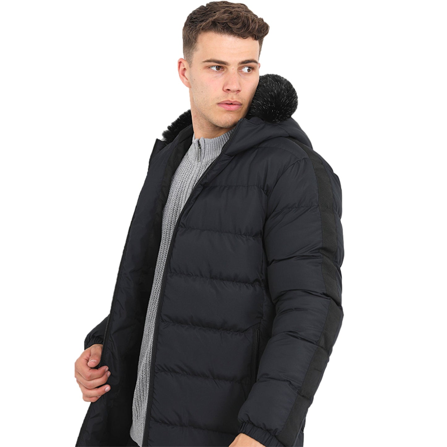 Mens Brave Soul ALTHAM Padded Longline Jacket-2