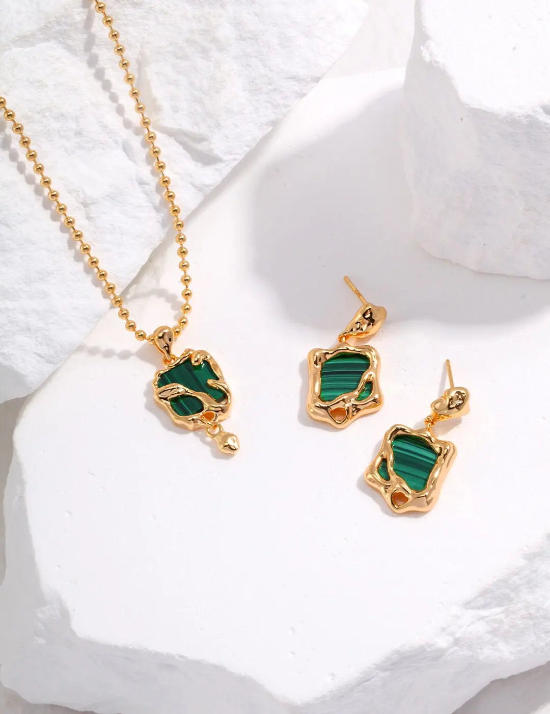 Malachite Sone Dangle Earrings - Memoriex