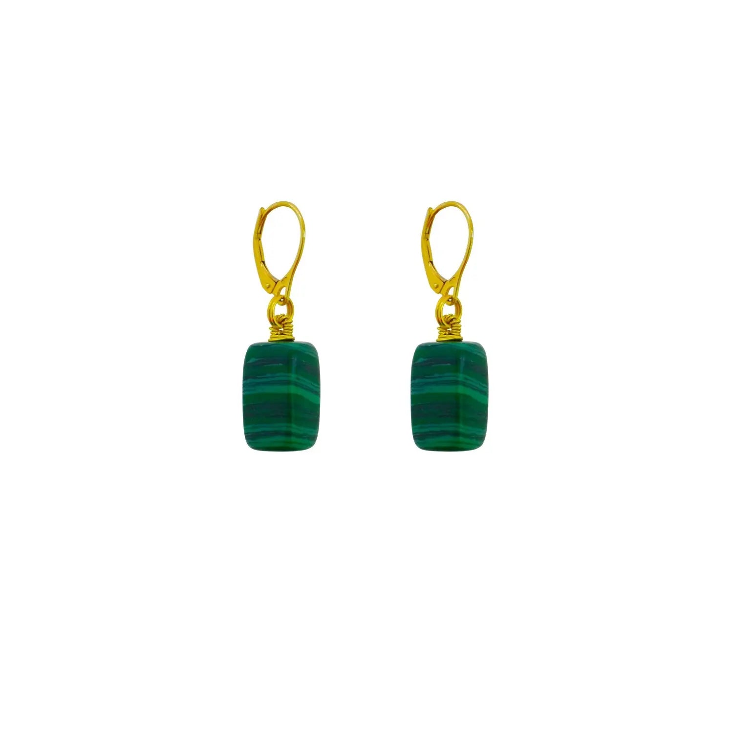 Malachite and Yellow Gold Vermeil Earrings - Memoriex