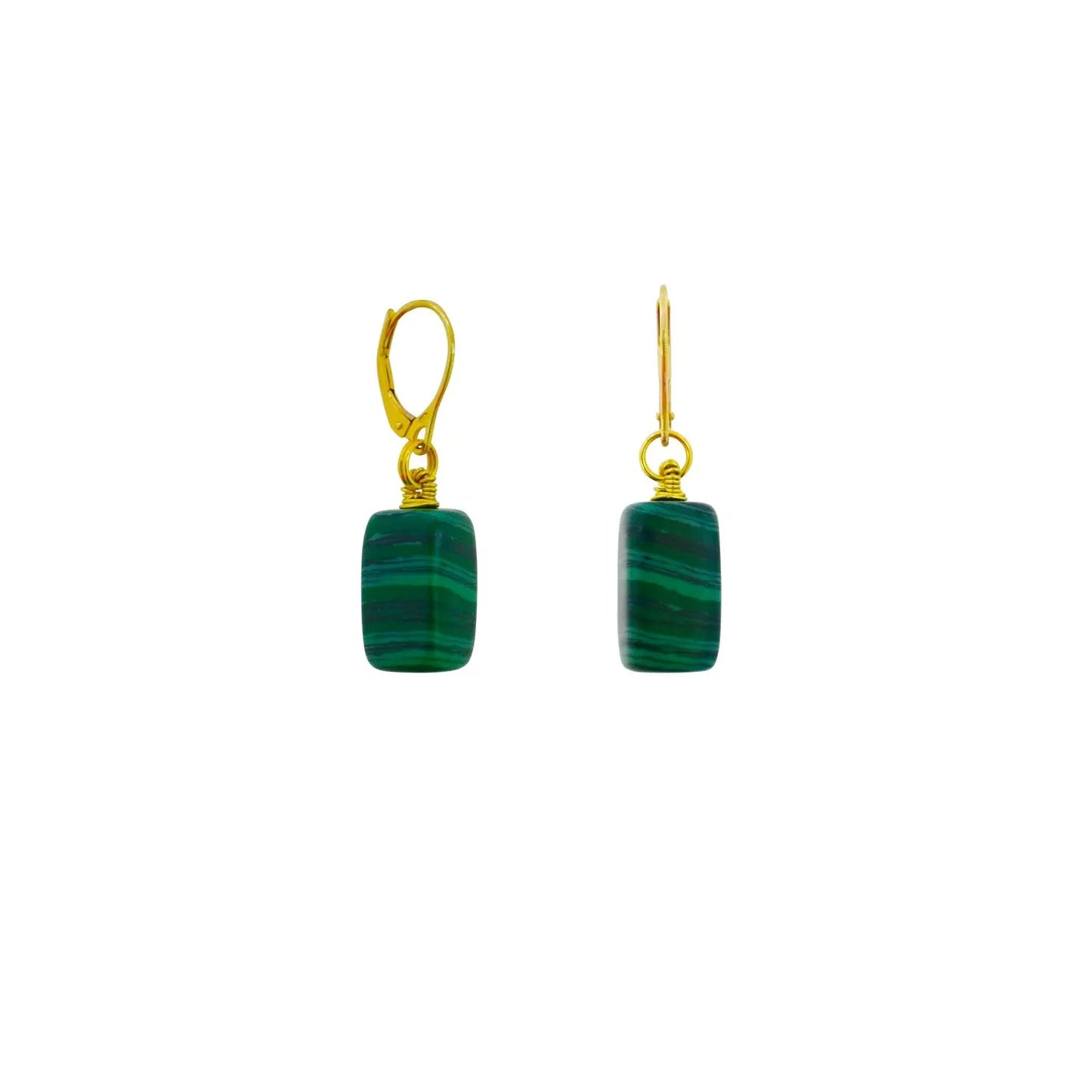 Malachite and Yellow Gold Vermeil Earrings - Memoriex