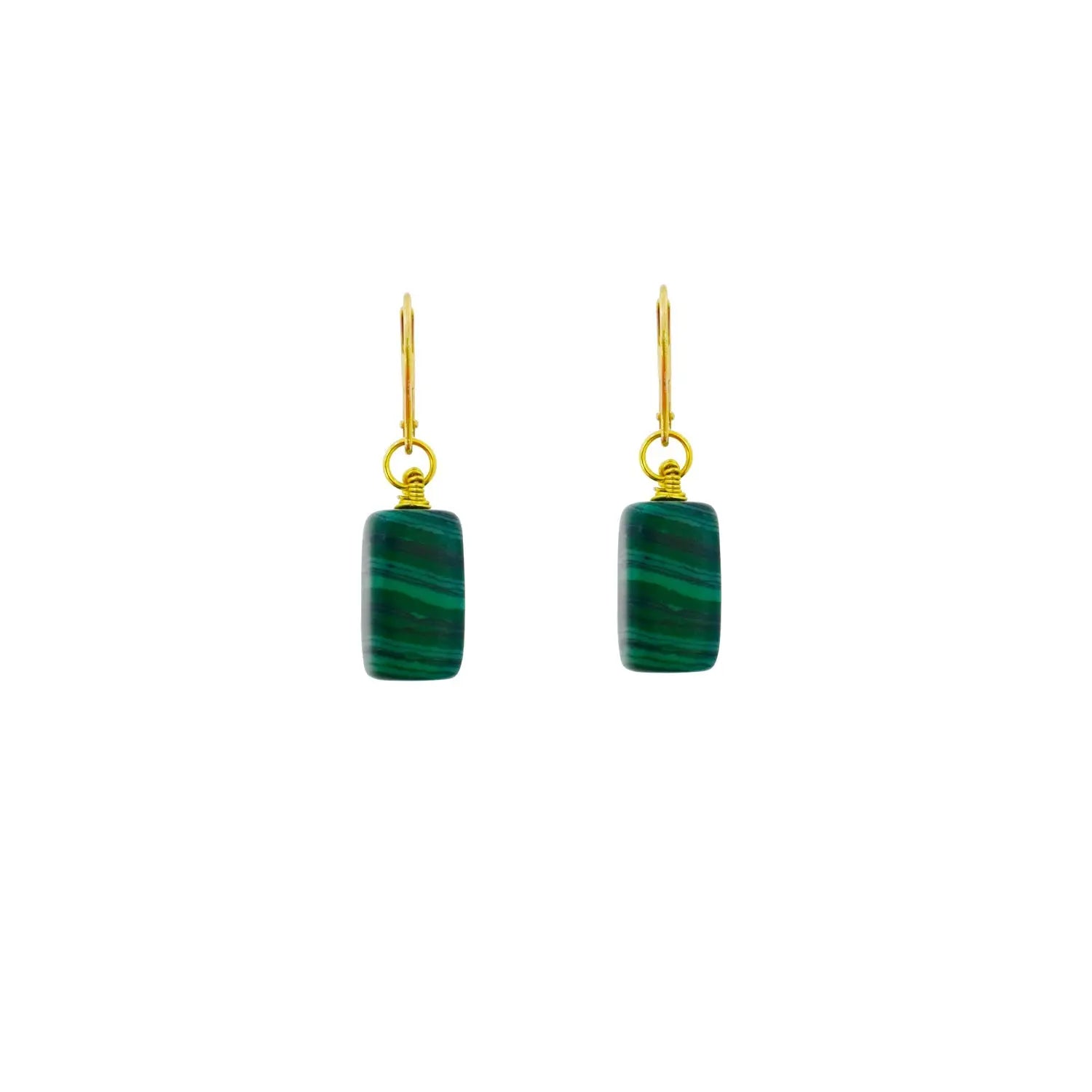 Malachite and Yellow Gold Vermeil Earrings - Memoriex