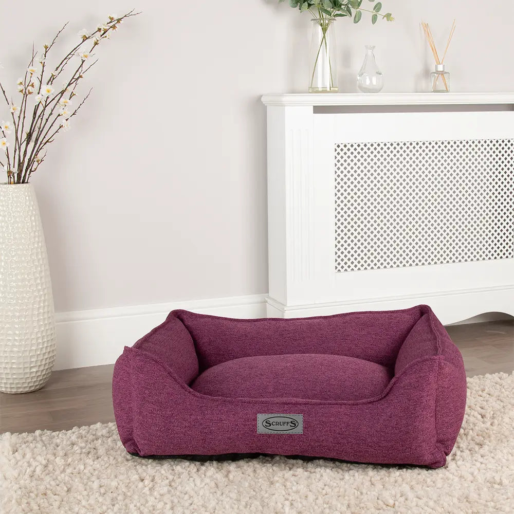 Manhattan Box Dog Bed (in Berry Purple, Denim Blue, Dark Grey or Light Grey) by Scruffs - Memoriex