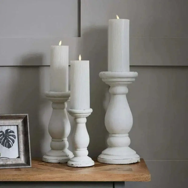Matt White Ceramic Candle Holder Large-1