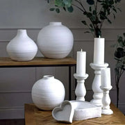 Matt White Ceramic Candle Holder Large-2