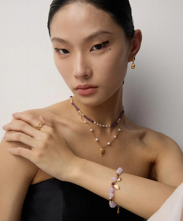 Matte Heart Zircon Pendant Necklace-4