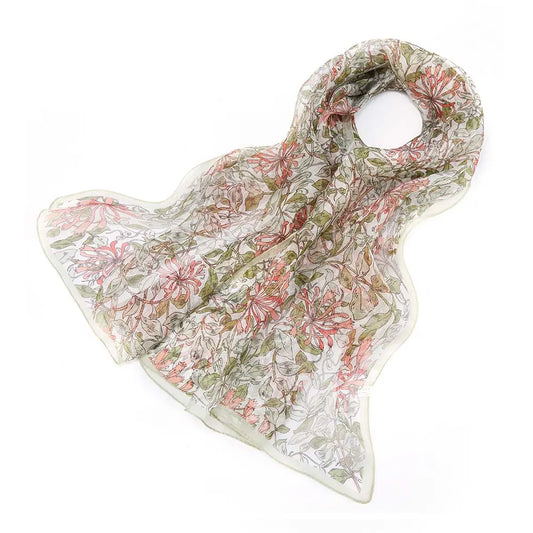 May Morris Honeysuckle - 100% Pure Silk Scarf-0