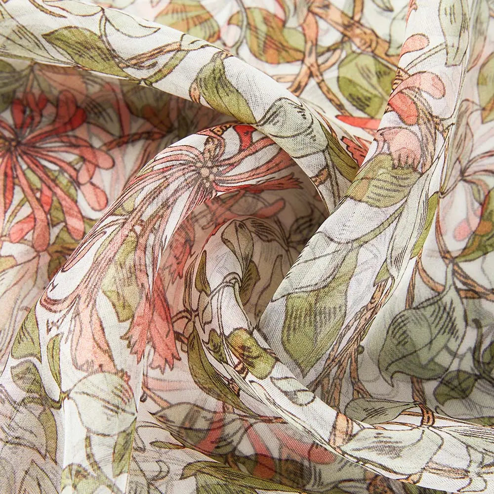 May Morris Honeysuckle - 100% Pure Silk Scarf-1