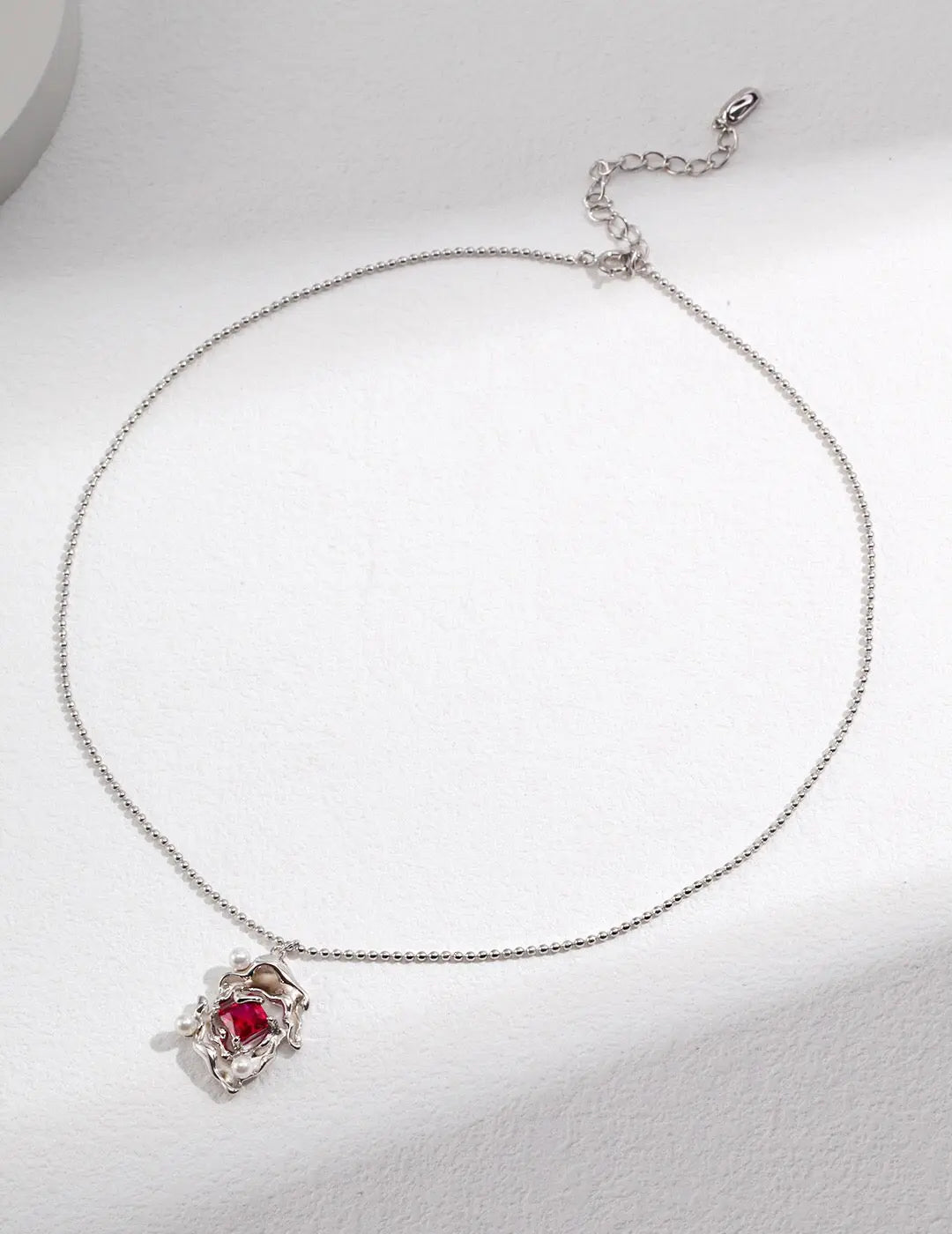 Melting Liquid Design Pink Zircon Necklace-0