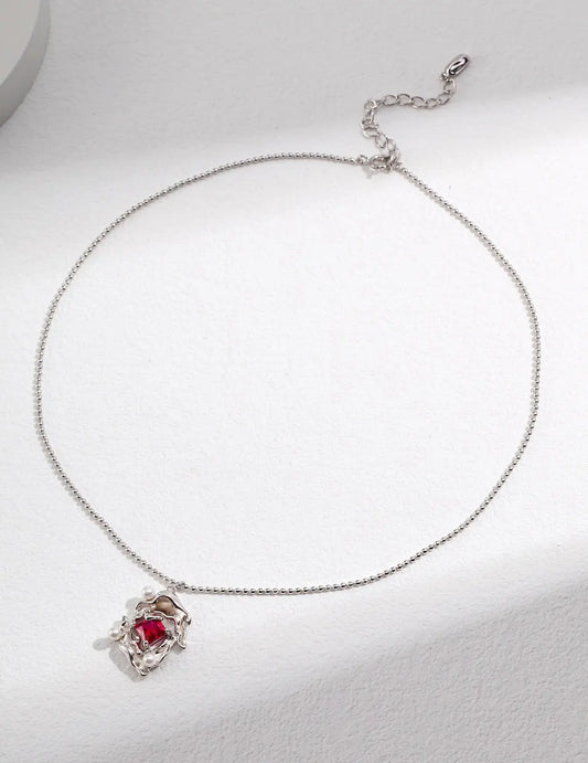 Melting Liquid Design Pink Zircon Necklace-0