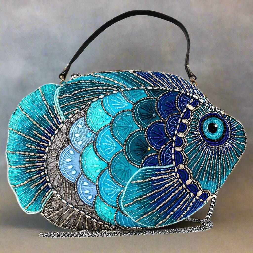 Memoriex Handcrafted Fishing Crossbody Purse - Unique Design, Beaded, Fashion Accessory