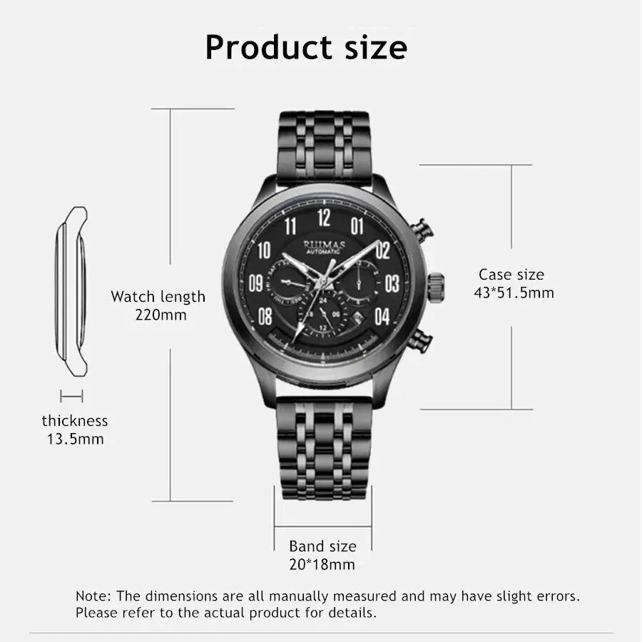 RUIMAS Watch Men Automatic Mechanical Watches Stainless Steel Luminous Business Wristwatch Top Brand Luxury Male Clock 6785-2