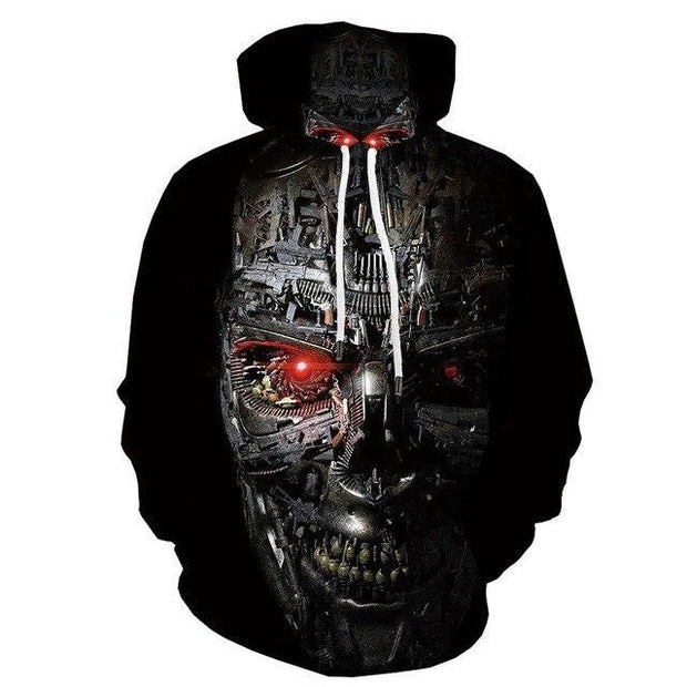 Men Halloween Pumpkin 3D Print Black Hoodie - Memoriex 