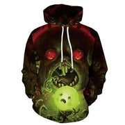 Men Halloween Pumpkin 3D Print Black Hoodie - Memoriex 