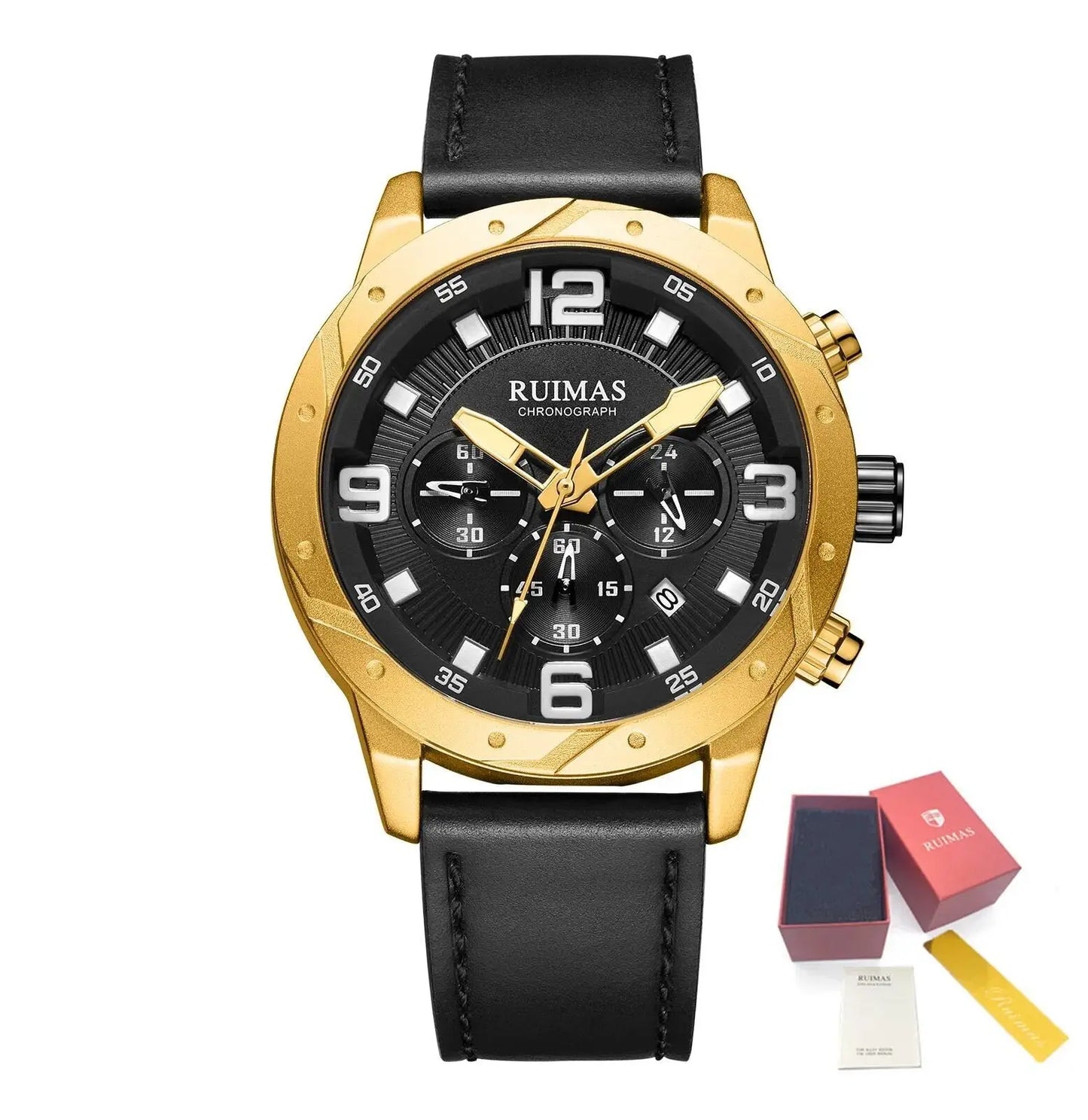 RUIMAS Relogio Masculino Fashion Men Quartz Watch Leather Sport Military Wristwatch Waterproof Clock with Auto Date-7