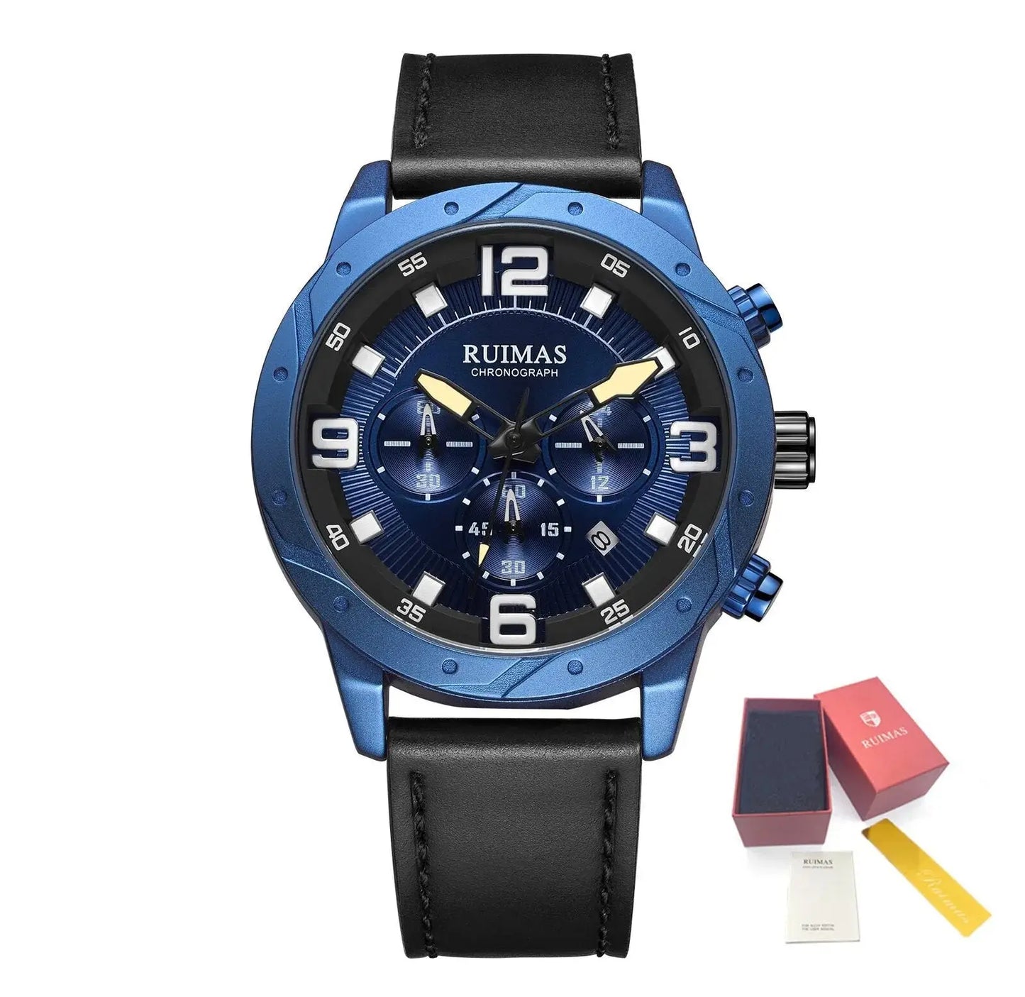 RUIMAS Relogio Masculino Fashion Men Quartz Watch Leather Sport Military Wristwatch Waterproof Clock with Auto Date-8