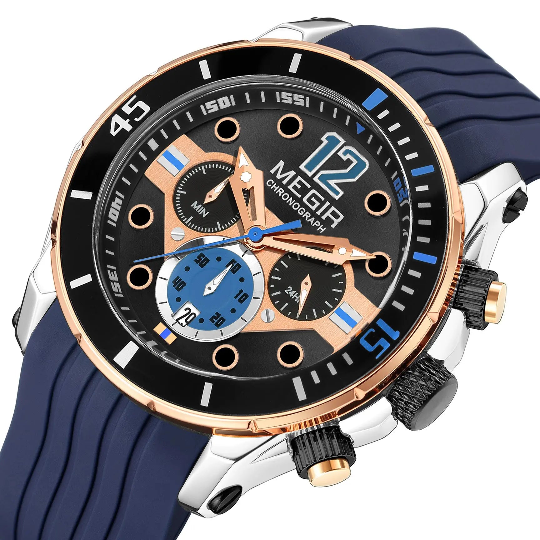 MEGIR Men Sport Military Watches Luminous Waterproof Male Chronograph Clock Luxury Casual Big Dial Wrist Watches Reloj Hombre-2